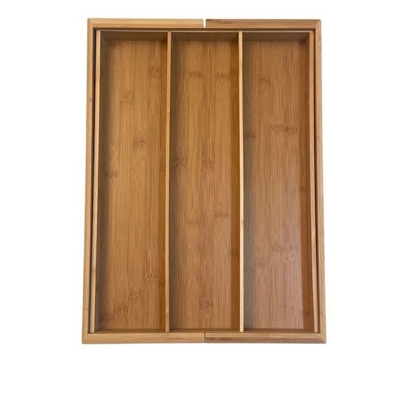 Wooden Bamboo Kitchen Drawer Organizer Expandable Adjustable - Picture 1 of 8